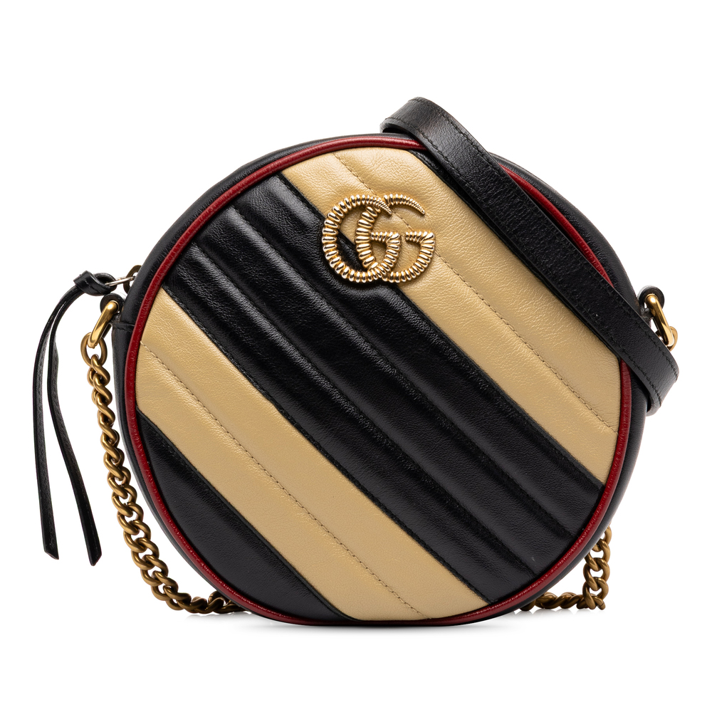Pre-Loved Gucci Mini GG Marmont Matelasse Leather Torchon Round Crossbody